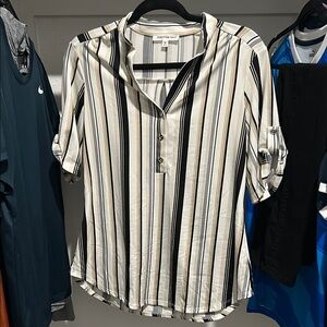 Striped Button-Up Blouse